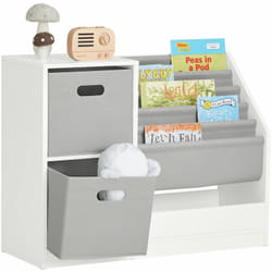 Libreria Per Bambini Scaffale Per Bambini Con Scatole Scaffale Per Giocattoli Mobili Per Camerette Bianco 80x30x61cm KMB76-W Sobuy
