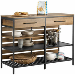 Sobuy - Credenza Isola Cucina Con 1 Cassetto e 5 Ripiani Aperti Cassettiera Credenza Ingresso Tavolo Bar Multifunzionale Stile Vintage 120x45x91cm