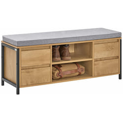 Scarpiera Con 4 Cassetti Panca Con Vano Portaoggetti Panca Ingresso Scarpiera Con Sedile Nero e Naturale 110x35x45cm FSR149-N Sobuy