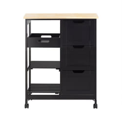 Carrello Cucina Credenza da Cucina o Bagno con 3 cassetti e 1 Cestino L68P38A85 cm colore nero FKW79-SCH - Sobuy