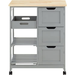 Carrello Cucina Credenza da Cucina o Bagno con 3 cassetti e 1 Cestino L68P38A85 cm colore grigio FKW79-HG - Sobuy