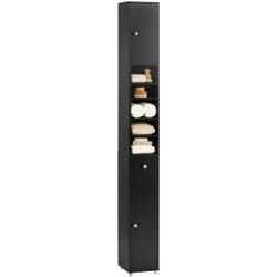 Sobuy - Armadio Colonna bagno, Mobile bagno alto con 2 Ante e 1 cassetto altezza: 180 cm Nero BZR34-SCH