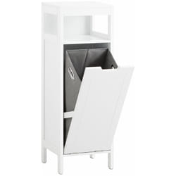 Mobile Lavanderia Con Sacco Portabiancheria Pieghevole Cassettiera Portabiancheria Mobiletto Bagno Bianco 30x30x90 Cm BZR122-W Sobuy