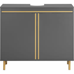 Mobile Sottolavabo Con 2 Ante Pieghevoli Mobile Bagno Mobile Lavabo Grigio 75x35x65cm BZR129-HG - Sobuy