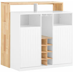 Penisola cucina Mobile da cucina indipendente Credenza Bianco-Naturale 105x60x105 cm KNL07-WN