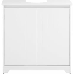 Sobuy - Mobile Sottolavabo Con 2 Ante Pieghevoli Mobile Bagno Mobile Lavabo Bianco 60x30x60cm BZR108-II-W