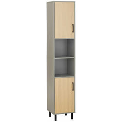 Sobuy - Mobile Colonna Bagno Mobile Alto Da Bagno Salvaspazio Grigio 31.5x30x162cm BZR131-NG