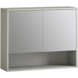 Sobuy - Pensile Da Bagno Mobile Bagno Con Specchio e Due Ante Grigio 60x19.5x49.5cm BZR134-NG
