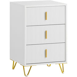 Comodini letto con cassetti Tavolino da salotto o soggiorno Tavolino telefono 40x40cm Bianco 3 cassetti FBT115-L-W - Sobuy