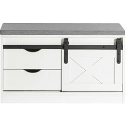 Panca Per Scarpe Con Sedile Scarpiera Da Ingresso Con Ante Scorrevoli 80x30x49cm FSR153-W