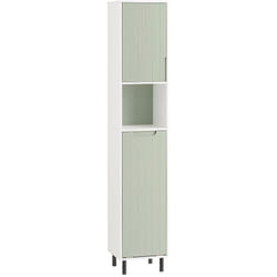 Sobuy - Armadio Colonna Bagno Mobiletto Salvaspazio Scaffale Alto Mobiletto Bagno Con Portabianchiera Verde 31x30x167cm BZR137-GR