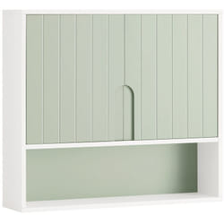 SoBuy Mobiletto Bagno Da Parete Pensile Bagno Pensile Cucina Con 3 Ripiani E 2 Ante Verde 60x15x54cm BZR140-GR