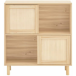 Credenza Con 2 Ante Scorrevoli Credenza Decorativa Consolle Laterale Stretta Naturale 80x35x87cm FSB87-N - Sobuy