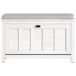 Scarpiera Con 1 Anta e 2 Ripiani Scarpiera Con Vano Portaoggetti Panca Ingresso Portascarpe Con Cuscino Bianco 80x29x50cm FSR161-W - Sobuy
