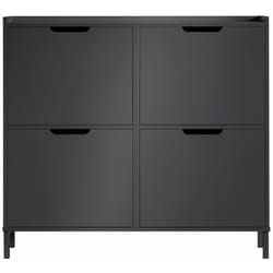 SoBuy Scarpiera Slim da Ingresso con 4 ante e 4 scomparti Salvaspazio 100x19x91 cm Nero FSR100-SCH
