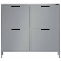 Scarpiera Slim da Ingresso con 4 ante e 4 scomparti Salvaspazio 100x19x91 cm Grigio FSR100-HG - Sobuy