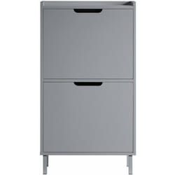 SoBuy Scarpiera Con Ribalte Scarpiera Con Ripiani Scarpiera Portascarpe Salvaspazio 2 ante Grigio L50xP19xA91cm FSR151-HG