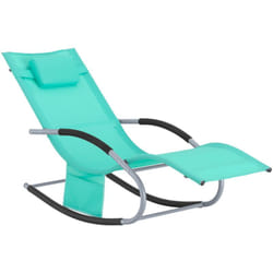 Poltrona dondolo sdraio relax sedia a sdraio con poggiatesta Blu pavoneOGS28-TB - Sobuy