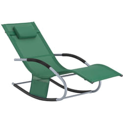 Poltrona dondolo sdraio relax sedia a sdraio con poggiatesta Verde scuro OGS28-WD - Sobuy