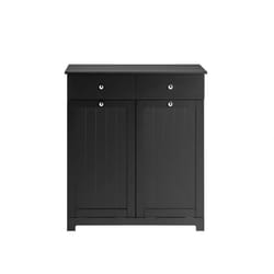 Sobuy - Mobile Bagno con portabiancheria con 2 cesti portabiancheria e 2 cassetti Nero BZR33-SCH