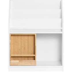 Libreria per bambini con vano portaoggetto e anta scorrevole Scaffale per giocattoli Organizzatore di giocattoli Bianco 63x35x80cm KMB98-W - Sobuy