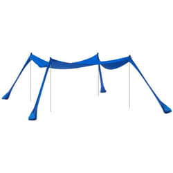 Tenda da spiaggia portatile tenda parasole con 4 aste spiaggia con protezione dai raggi uv upf 30+ Blu 400x400x200cm OZT02-DB - Sobuy