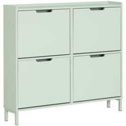 Scarpiera Slim da Ingresso con 4 ante e 4 scomparti Salvaspazio 100x19x91 cm Verde FSR100-GR - Sobuy
