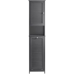 Sobuy - Mobiletto bagno salvaspazio stretto Mobile bagno colonna con portabiancheria mobile lavanderia Grigio L40xP37xA170 cm BZR124-DG
