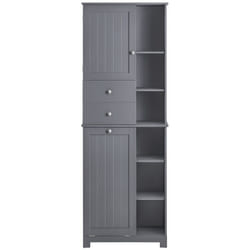 Sobuy - Mobile alto con portabiancheria apribile Armadietto da Pavimento Mobile bagno Grigio 60x37x170cm BZR104-DG