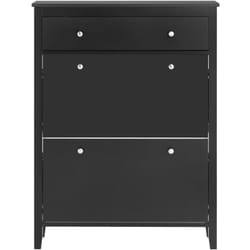 Scarpiera con 2 ribalte Scarpiera con cassetto Scarpiera Scaffali portascarpe Nero 80x25X108cm FSR89-SCH - Sobuy