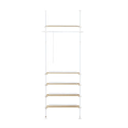 Sobuy - Cabina Armadio componibile da angolare Organizzazione Guardaroba con 1 asta appendiabiti e 5 ripiani L97xP24xA(193-262) cm Bianco-Naturale
