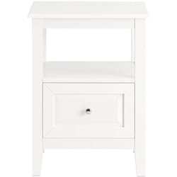 Sobuy - Comodino letto con 1 cassetto e un scomparto aperto Tavolino da salotto o soggiorno Tavolino telefono Bianco 45x35x60cm FBT131-W