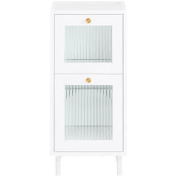Sobuy - Tavolino laterale da divano Comodino con 2 cassetti in vetro Bianco 30x45x65cm FBT139-W
