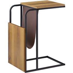 Sobuy - Tavolino Consolle Tavolino laterale con tasca portaoggetti in pelle Tavolino da Divano Supporto Tavolino Marrone 50x36x65cm FBT140-PF