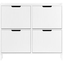 Mobiletto portascarpe scarpiera mobile ingresso salvaspazio Regolabili Bianco 100x19x91cm 4 ante FSR177-L-W - Sobuy