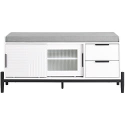 Panca con seduta, Scarpiera con 2 ante scorrevoli e 2 cassetti, Panca ingresso con vano portaoggetti, 110x35x51cm FSR187-W - Sobuy