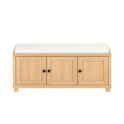 Scarpiera da Ingresso con 3 ante, Panca Contenitore con Cuscino, Naturale, 104x35x47cm FSR188-N - Sobuy