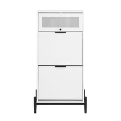 Scarpiera con 2 scomparti e 1 anta, Credenza decorativa, Consolle laterale stretta Bianco 59x40x115cm FSB95-W - Sobuy