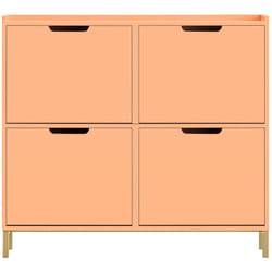Scarpiera Slim da Ingresso con 4 ante e 4 scomparti Salvaspazio Rosso 100x19x90cm FSR100-RS - Sobuy