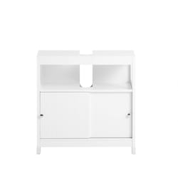 Sobuy - Mobile sottolavabo Mobiletto da Bagno con Ante Scorrevoli, Bianco, 60x30x60cm BZR185-W