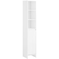 Sobuy - Mobile colonna bagno con portabiancheria e Mobiletto stretto salvaspazio Bianco L30P30A170 cm BZR158-W