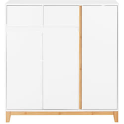 Scarpiera con 2 cassetti e 3 ante Scarpiera portascarpe con 5 ripiani Cassettiera per scarpe Bianco-Naturale 80x34x85 cm FSR190-WN - Sobuy