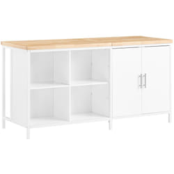 SoBuy Isola cucina Mobile da cucina autoportante Credenza Tavolo da bar design industriale Bianco 170x60x89cm KNL09-WN