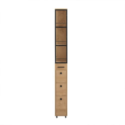 Carrello Salvaspazio con Cassetti e Ruote, Mobiletto Multiuso per Cucina, Bagno e Lavanderia Naturale 20x40x170 cm NSR13-N - Sobuy