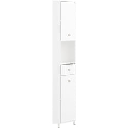 Sobuy - Armadio alto con 2 ante, Mobile bagno con ripiani aperti, Colonna bagno Bianco, 44x31x171 cm BZR193-W