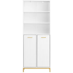 Sobuy - Armadio alto bagno con 3 scomparti Mobiletto per lavanderia Colonna scaffale Bianco 65x32x170cm BZR182-W