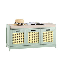 Scarpiera da Ingresso con 1 cassetto e 2 armadietti cassapanca Camera da Letto Carico Massimo 150 kg 90x35x45cm Verde FSR182-GR - Sobuy