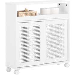 SoBuy Mobiletto portaoggetti da parete Mobile porta carta igienica Mobiletto salvaspazio Mensola nicchia Organizzatore bagno Bianco 14x30x42cm