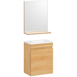 Sobuy - Set arredo da bagno Specchio a parete+ Mobile lavabo Naturale BZR169-SET