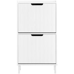 SoBuy Mobiletto portascarpe scarpiera mobile ingresso salvaspazio Regolabili Bianco 50x19x90cm 2 ante FSR177-W